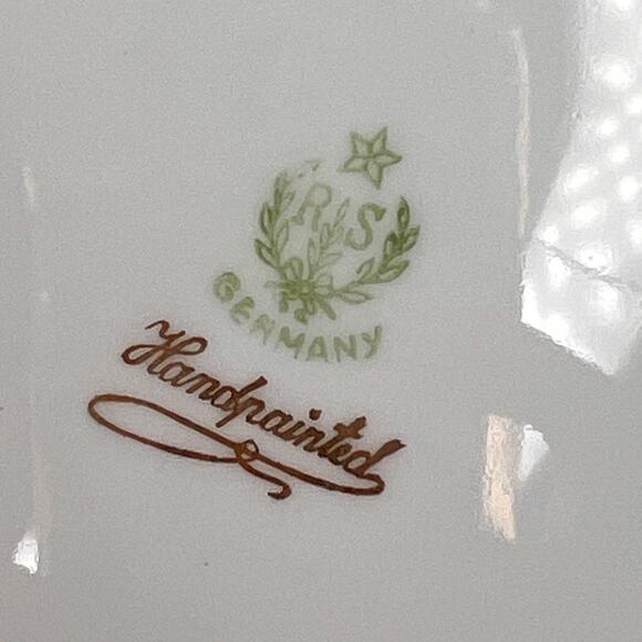 Vintage RS Germany Handled Plate Reinhold Schlegelmilch Floral Pink Roses 10 In - Picture 3 of 7